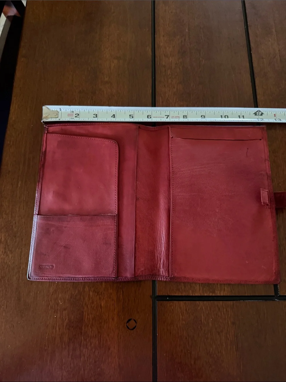Vintage Coach Travel Wallet in Red Water Buffalo Leather
